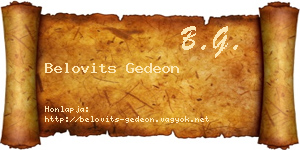 Belovits Gedeon névjegykártya